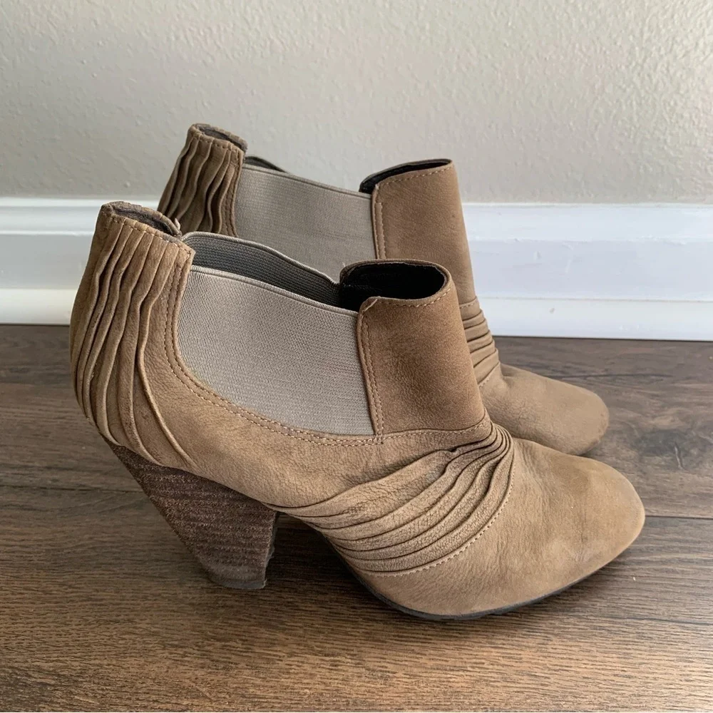 Vince Camuto Bronco Taupe Block Heel Ankle Booties